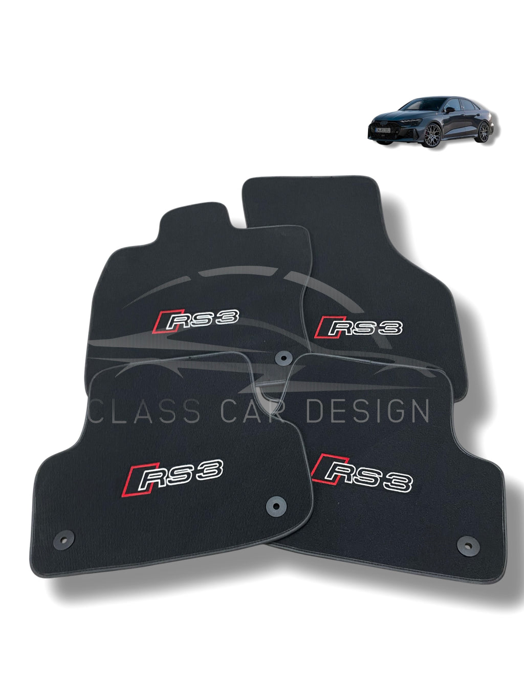Audi RS3 Floor Mats (2013–2020) - Custom Fit Velour Luxury Carpet Set